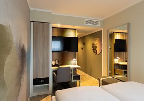 Zimmerbeispiel Einzelzimmer, Modernes Einzelzimmer im The Rilano Hotel München.